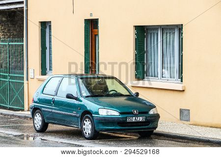 Auvergne-rhone-alpes, France - March 15, 2019: Motor Car Peugeot 106 In The Town Street.