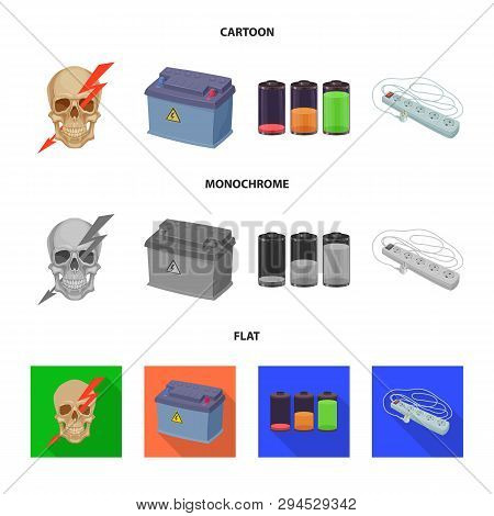 Vector Illustration Of Electricity And Electric Logo. Collection Of Electricity And Energy Vector Ic