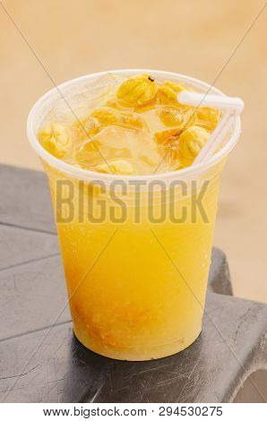 Alcohol Drink With Spondias Fruit Typical Of Brazil Called Caipirinha De Seriguela. Drink Of Brazili