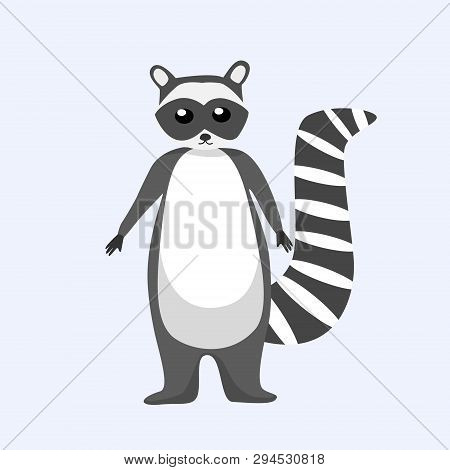 Cute Doodle Cartoon Style Racoon Vector Illustration