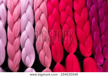 Kanekalon Material Of Different Shades Of Pink Crimson Red