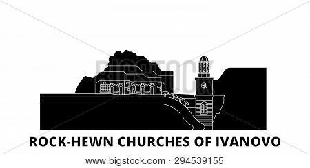 Bulgaria, Ivanova Flat Travel Skyline Set. Bulgaria, Ivanova Black City Vector Illustration, Symbol,