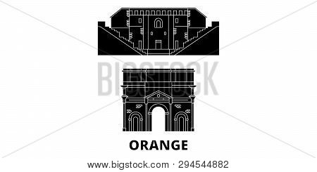 France, Orange  Flat Travel Skyline Set. France, Orange  Black City Vector Illustration, Symbol, Tra