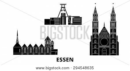 Germany, Essen Flat Travel Skyline Set. Germany, Essen Black City Vector Illustration, Symbol, Trave