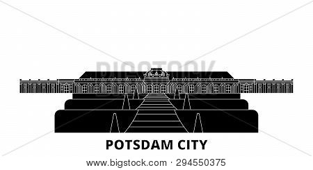 Germany, Potsdam City Flat Travel Skyline Set. Germany, Potsdam City Black City Vector Illustration,