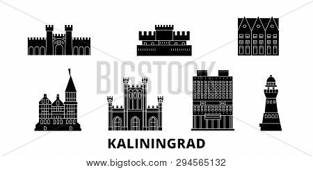 Russia, Kaliningrad Flat Travel Skyline Set. Russia, Kaliningrad Black City Vector Illustration, Sym