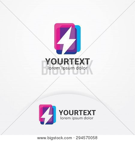 Vector Of Super Energy Electricity With Flat Style. Power And Energy Logo Template