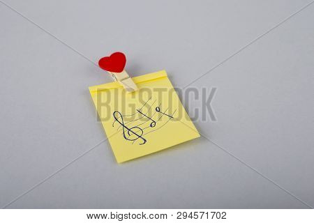 Musician. Sheet Of Paper On The Fridge. Yellow Note On The Fridge. Blank Paper Reminder. Notes. Note
