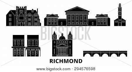 United States, Richmond Flat Travel Skyline Set. United States, Richmond Black City Vector Illustrat