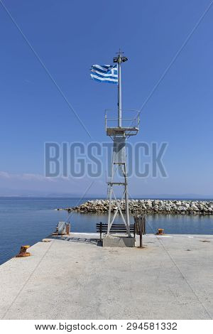 Panoramic View Of Town Of Nea Fokea, Kassandra, Chalkidiki, Central Macedonia, Greece