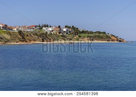 Panoramic View Of Town Of Nea Fokea, Kassandra, Chalkidiki, Central Macedonia, Greece