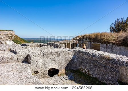 Bakhchysaray, Crimea - September 2014: Chufut-kale. Medieval City-fortress In The Crimean Mountains