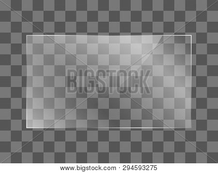 The Texture Of Glass, Mirrors, Windows. Rectangular Glass Plate. Light Effect For A Picture Or A Mir