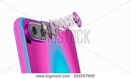 Mobile Phone Dual Camera Concept, Two Smartphone Sensors, Optical Layout Wide 16x9 Format, 3d Render