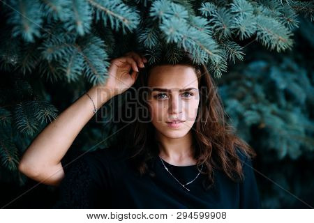 Beautiful Young Girl In The Park On A Summer Evening.