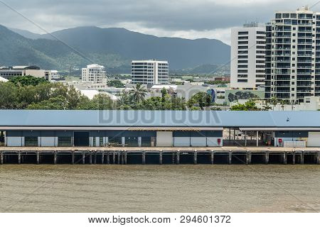 Cairns, Australia - February 17, 2019: The Cruise Liner Terminal Along  Creek. Kuranda National Park