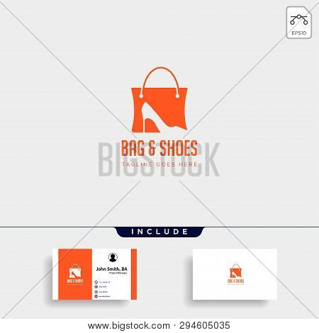 Fashion Bag Shoping With High Heel Negative Space Simple Logo Template Vector Illustration Icon Elem