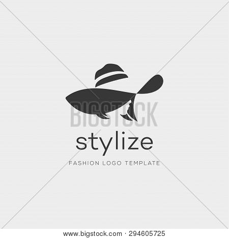 Woman With Fashion Hat. Abstract Vector Logo Design Template