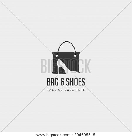 Fashion Bag Shoping With High Heel Negative Space Simple Logo Template Vector Illustration Icon Elem