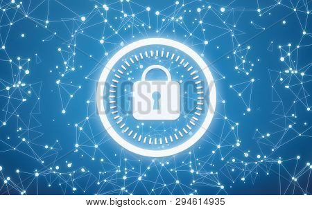 Web Security Digital Interface On Blue Background