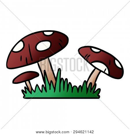 hand drawn gradient cartoon doodle of a toad stool