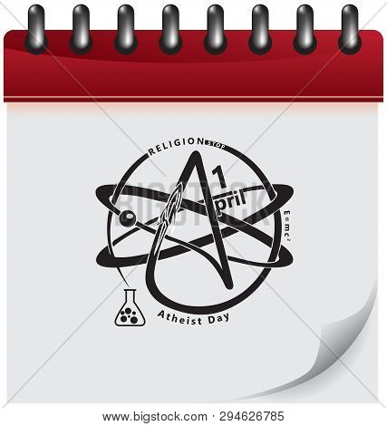 Calendar Page With Symbols For Atheist Day. Vector Illustration