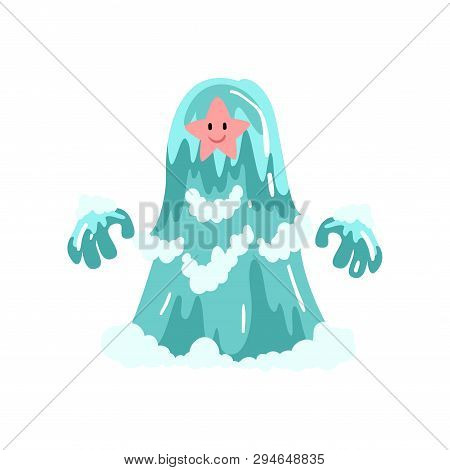Cute Water Monster Cartoon Character, Fantasy Creature Vector Illustration