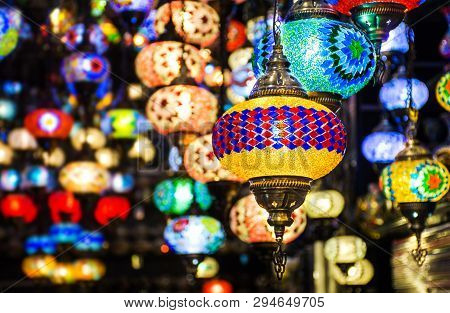 Beautiful Traditional Ramadan Light Lamp With Blur Background - Shot From Dubai Spice Souk, Famous T