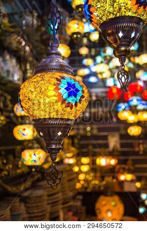 Beautiful Traditional Ramadan Light Lamp With Blur Background - Shot From Dubai Spice Souk, Famous T