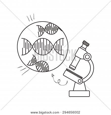 Dna Chain With Microscope Vector Illustration Design