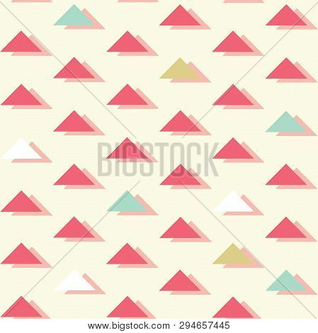 Vector Retro Abstract Triangles On Bright Seamless Pattern Background.
