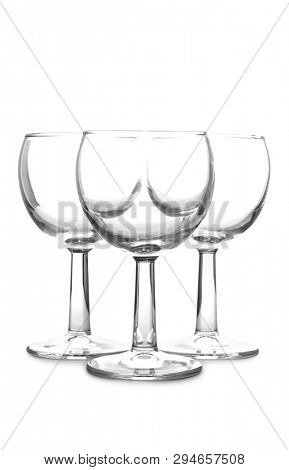 Vintage glass goblet on white background