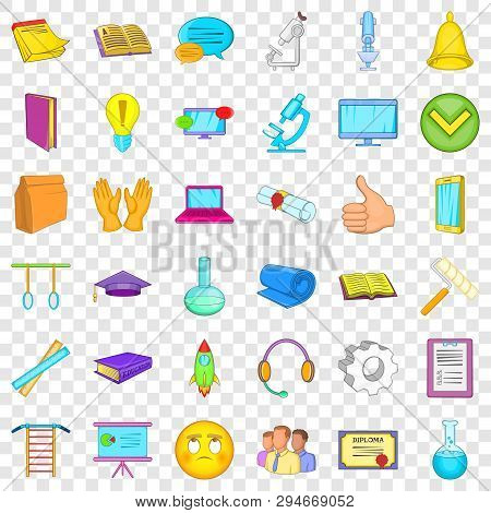Elearning Icons Set. Cartoon Style Of 36 Elearning Vector Icons For Web For Any Design