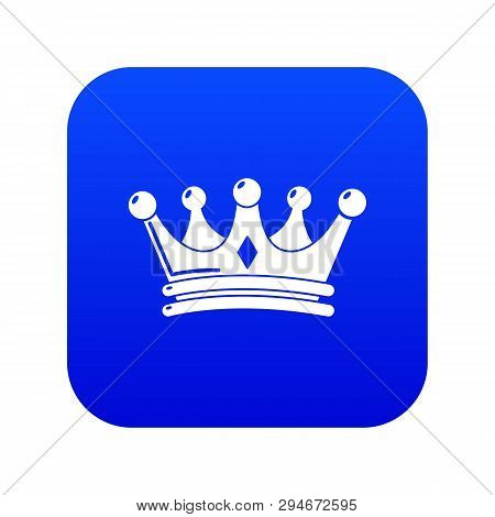 Regal Crown Icon Blue Vector Isolated On White Background