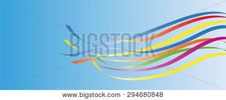Colorful Maypole Ribbons In Blue Sky Vector Illustration Eps10