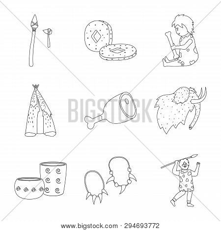 Vector Design Of Ancient And Primitive Logo. Collection Of Ancient And Era Vector Icon For Stock.
