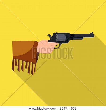 Vector Illustration Of Revolver And Gun Sign. Collection Of Revolver And Pistol Stock Symbol For Web