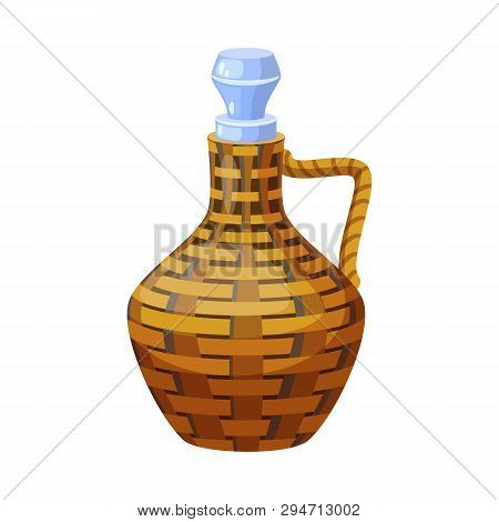 Vector Illustration Of Wine And Jug Sign. Set Of Wine And Pitcher Vector Icon For Stock.