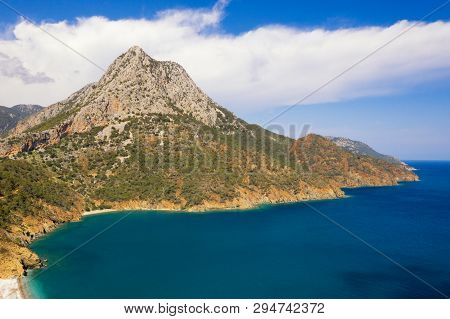 Panoramic View From The Mountain Over The Kas Rivera , Hiking Up Lycian Trail Mountain Of Kas