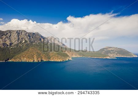 Panoramic View From The Mountain Over The Kas Rivera , Hiking Up Lycian Trail Mountain Of Kas
