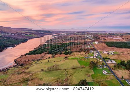 Aerial View Of The So Called German Road - The Road Between Doochary And Lettermacaward - In County 