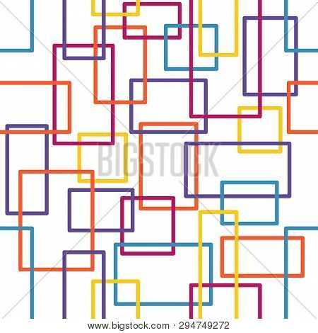 Seamless Vector Illustration. Colored Squares Without Fill