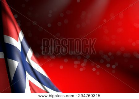 Nice Any Holiday Flag 3d Illustration
 - Picture Of Norway Flag Hangs Diagonal On Red With Bokeh And