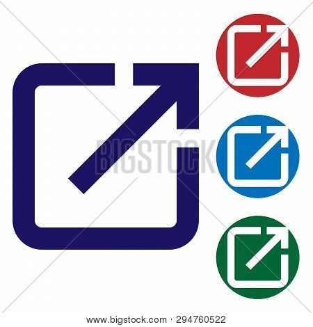 Blue Open In New Window Icon Isolated On White Background. Open Another Tab Button Sign. Browser Fra