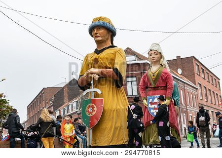 Wattrelos,france-april 07,2019:  Carnival,festival And People In Wattrelos In The North Of France.ca