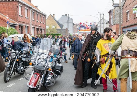 Wattrelos,france-april 07,2019:  Carnival,festival And People In Wattrelos In The North Of France.ca