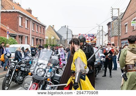 Wattrelos,france-april 07,2019:  Carnival,festival And People In Wattrelos In The North Of France.ca