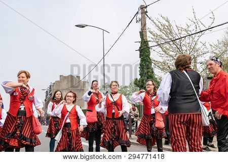 Wattrelos,france-april 07,2019:  Carnival,festival And People In Wattrelos In The North Of France.ca