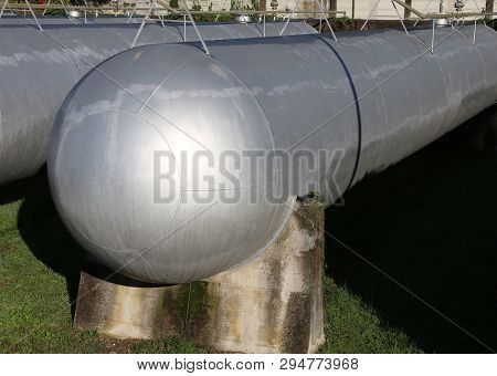Tanks For Storing Methane Gas In The Industrial Plant