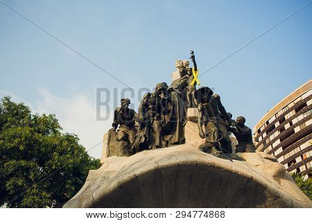 Barcelona, Spain - August 16: Tetuan Square On August 16, 2018 In Barcelona, Spain. Memorial For Bar